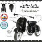 Vespa-Style Ride-on Scooter - Black
